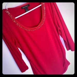 White House Black Market Holiday embellished shirt